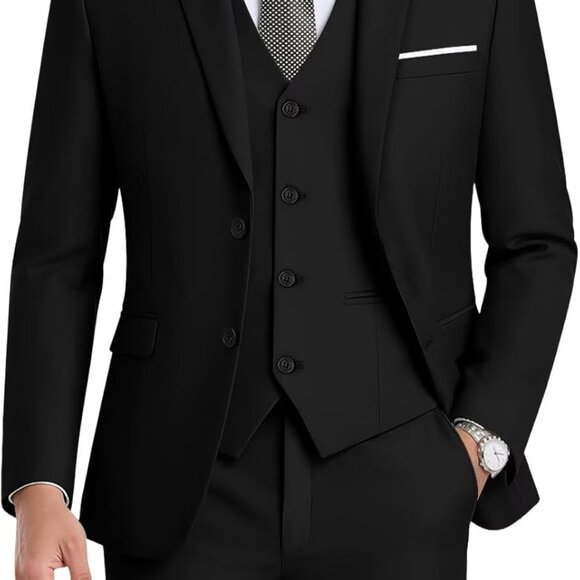 Other - Men's 3-Piece Slim Fit Suit Set-2-Button Blazer,Vest & Pants-Formal Wedding,Prom